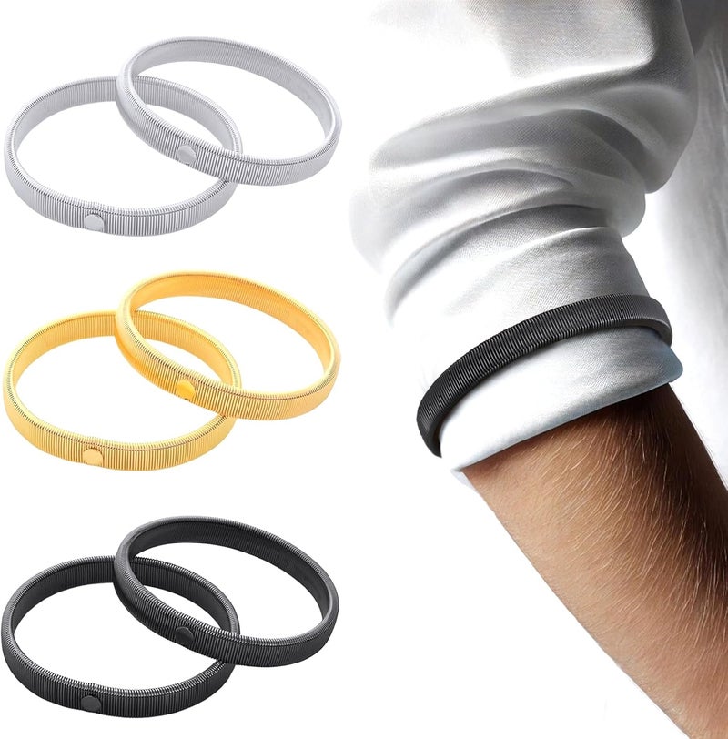 Tienyuu 6 Pieces Shirt Sleeve Holders - Stretchy Metal Armbands, Anti-Slip Sleeve Garters for Men & Women, Adjustable Sleeve Fixing Bands - Image 1